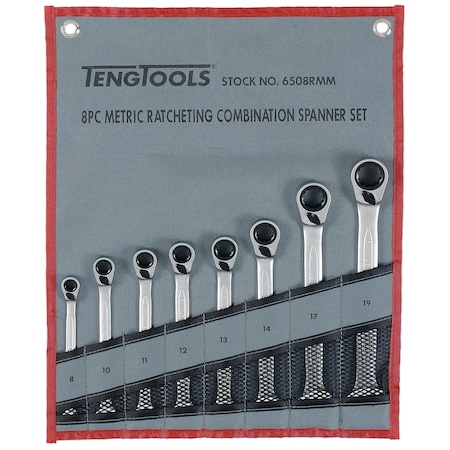 Teng Tools 6508RMM - 8 Piece Ratchet Spanner Set 8 - 19mm 6508RMM